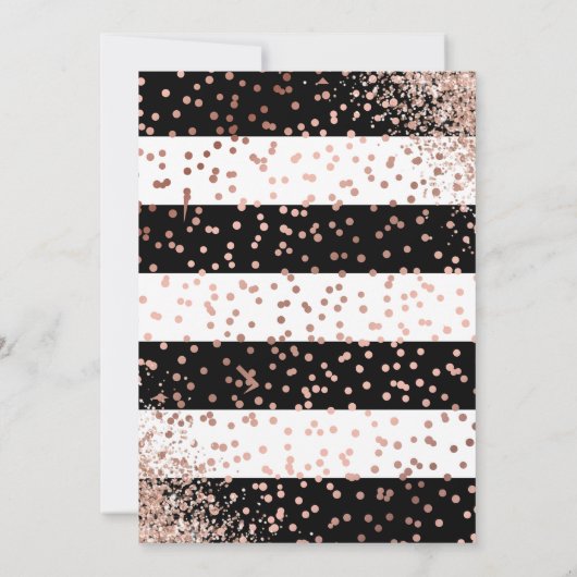 Elegante Schwarze Rose Gold Rosa Flora Quinceñera Einladung (Rückseite)