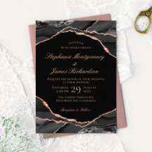 Elegante schwarze Rose Goldfolie Achat Hochzeit