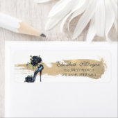 Elegante Schwarze Rose High Heels Gold Pinselstric (Insitu)