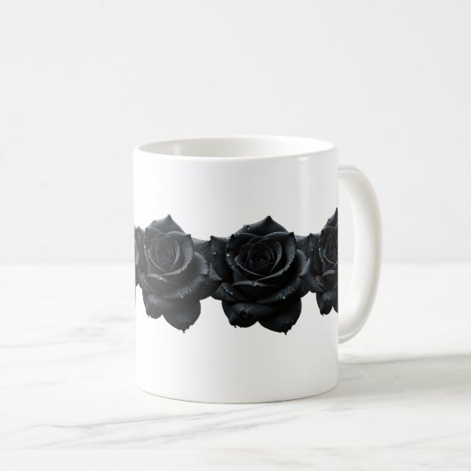 Elegante Schwarze Rose Kaffee Tasse (VorderseiteRechts)