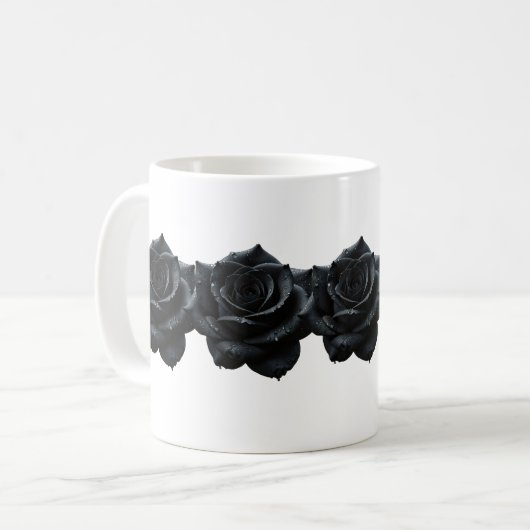 Elegante Schwarze Rose Kaffee Tasse (Vorderseite Links)