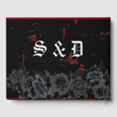 Elegante Schwarze Rose Rote Grunge Hochzeit Gästebuch (Rückseite)