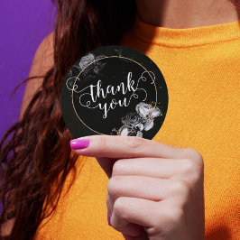 Elegante Schwarze Rose Runder Aufkleber