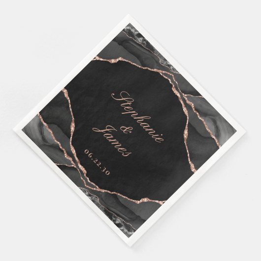 Elegante Schwarze Rose Serviette (Ecke)