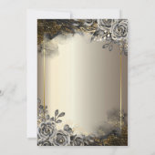 Elegante Schwarze Rose, String Lights 60. Geburtst Einladung (Rückseite)