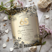 Elegante Schwarze Rose, String Lights 65. Geburtst Einladung