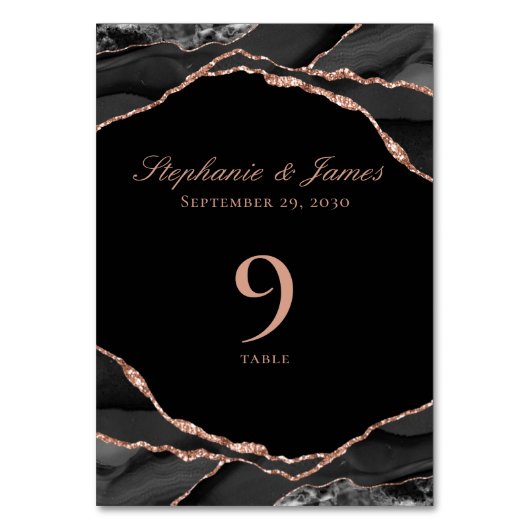 Elegante Schwarze Rose Tischnummer (Vorderseite)