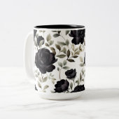 Elegante Schwarze Rose Zweifarbige Tasse (Vorderseite Links)