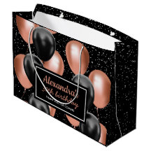 Elegante schwarze Roségold-Ballon-Geburtstags