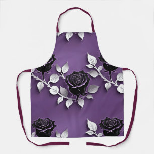 Elegante schwarze Rosen mit silbernen Blättern Schürze