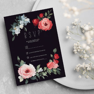 Elegante schwarze rote rosa blaue Rosen romantisch Einladung