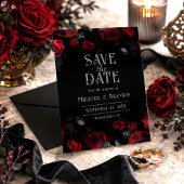 Elegante Schwarze Rote Rosen Save the Date floral