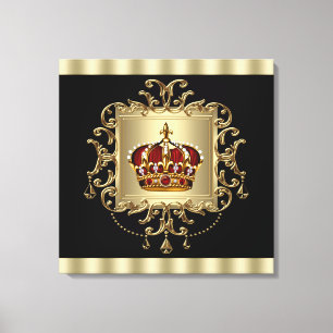 Elegante schwarze rote und goldene Kronen-Leinwand Leinwanddruck