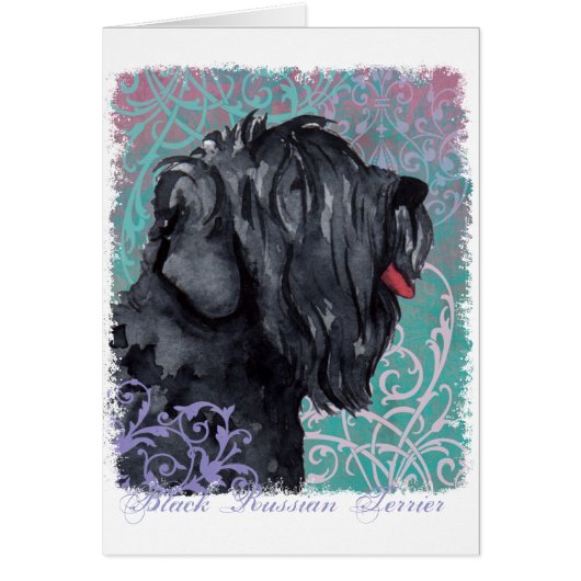 Elegante Schwarze Russische Terrier-Karte (Vorne)
