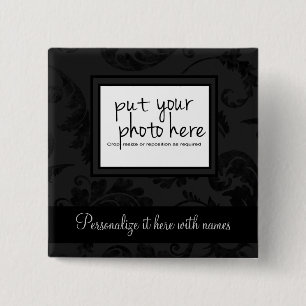 Elegante schwarze Samt-Art-BlumenFoto u. Text Button