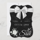 Elegante Schwarze Save the Date Karte (Vorderseite)