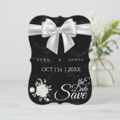 Elegante Schwarze Save the Date Karte (Stehend Vorderseite)