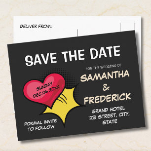 Elegante schwarze Save-the-Date-Postkarte Modern Postkarte