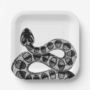 Elegante schwarze Schlange Halloween Pappteller