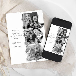 Elegante schwarze Schleife 3 Fotos Galentines Day Feiertagskarte