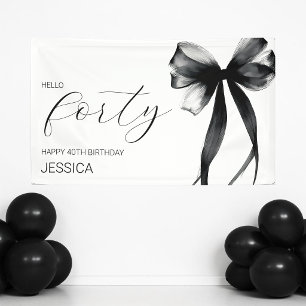 Elegante schwarze Schleife Hallo Vierzig 40. Gebur Banner