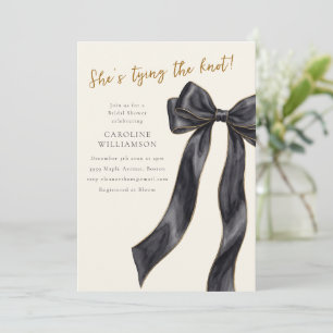 Elegante schwarze Schleife, sie macht den Knoten,  Einladung