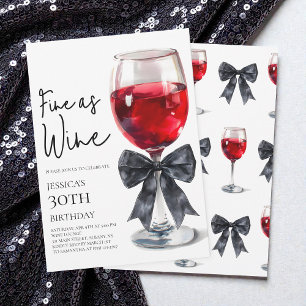 Elegante schwarze Schleife, so fein wie Wein, 30.  Einladung