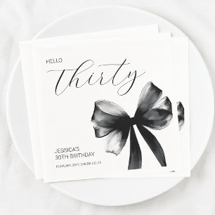Elegante schwarze Schleife zum 30. Geburtstag Serviette