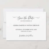 Elegante schwarze Schrift Foto Save-the-Date-Karte Save The Date (Rückseite)