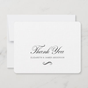 Elegante schwarze Schrift personalisiertes Hochzei Dankeskarte