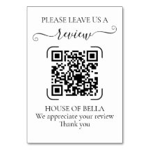 Elegante schwarze Schrift-QR-Code-Geschäftsbewertu