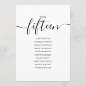 Elegante schwarze Schrift Tisch Nummer 15 Sitzplan Einladung (Rückseite)
