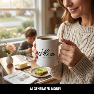 Elegante schwarze Schriftart Etablierte Mutter Kaffeetasse
