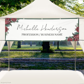 Elegante schwarze Schriftzug-Rotrose-Illustration Banner