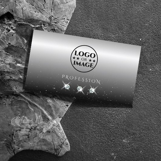 Elegante schwarze schwarze Diamanten mit Logo Visitenkarte