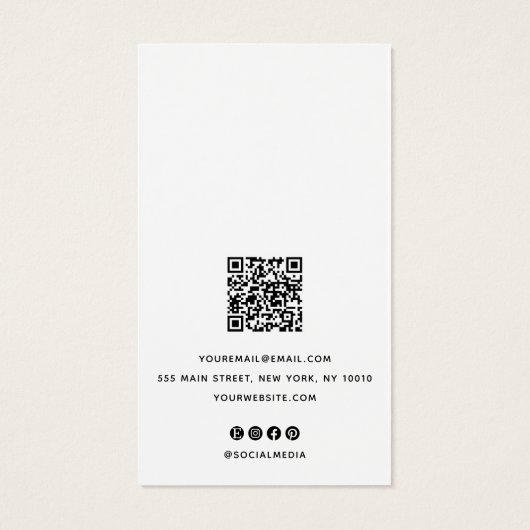 Elegante schwarze Script QR Code-Vorzeichenanzeige (Rückseite)