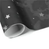 Elegante schwarze Silbermarmorstars Geschenkpapier (Rolleneckpunkt)