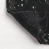 Elegante schwarze Silbermarmorstars Mousepad (Ecke)