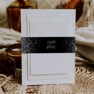 Elegante schwarze silberne Glitter-Hochzeit Einladungsbanderole