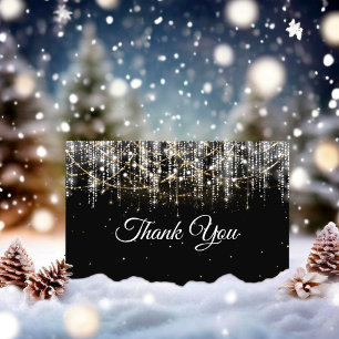 Elegante schwarze silberne goldene Weihnachtsbeleu Dankeskarte