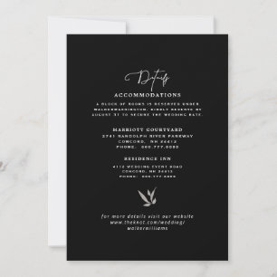 Elegante schwarze, silberne und weiße Hochzeitsdet Einladung