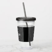 Elegante schwarze Skript-Monogramm-Acryl-Trommel Acryltrinkbecher (Links)