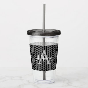 Elegante schwarze Skript-Monogramm-Acryl-Trommel Acryltrinkbecher