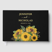 Elegante schwarze Sonnenblumen-Hochzeit Gold