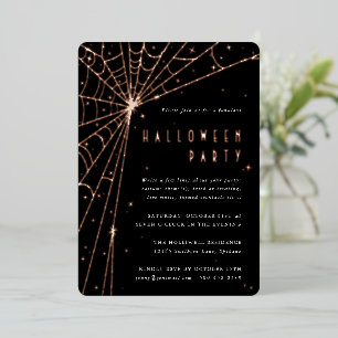 Elegante schwarze Spinnennetz-Halloween-Party Folieneinladung