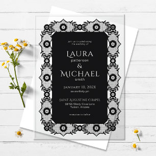 Elegante schwarze Spitze-Acrylblatt Hochzeits-Einl Acryleinladungen