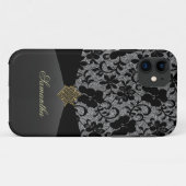 Elegante schwarze Spitze personalisierter iPhone Case-Mate iPhone Hülle (Rückseite (Horizontal))