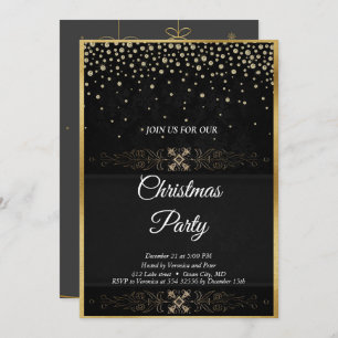 Elegante, schwarze Sterne - Einladung