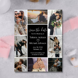 elegante schwarze Stilerkollage mit acht Fotos Save The Date