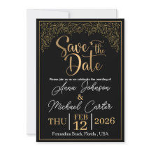 Elegante schwarze Strandhochzeit 'Save the Date' m